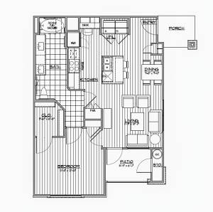 A3 HC - One Bedroom / One Bath - 771 Sq. Ft.*