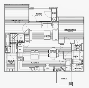 B2 - Two Bedroom / Two Bath - 900 Sq. Ft.*