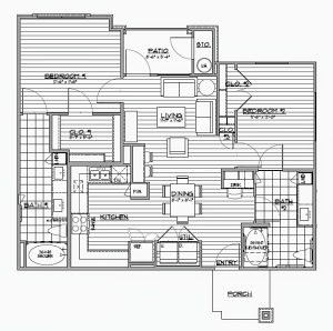 B3 HC - Two Bedroom / Two Bath - 1,008 Sq. Ft.*